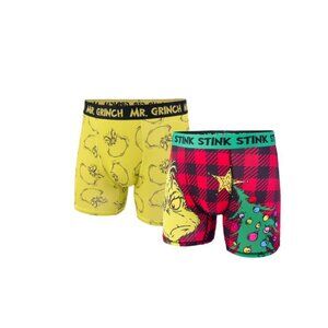 Dr. Suess The Grinch Men's Christmas Graphic Athletic Boxer Briefs 2-Pack Size L